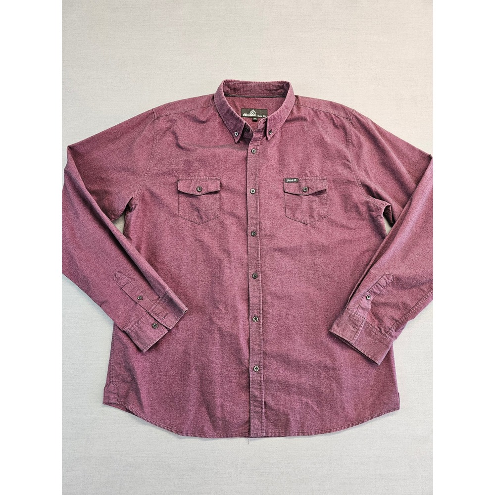 Molokai Surf Co Mens XXL Maroon Heathered Long Sleeve Button Down Shirt Pockets